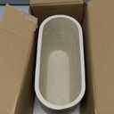 Natural Travertine Textures Mini Trash Can, Small Counter Rectangle Trash Can for Bathroom Kitchen Table Desk, Tiny Waste Basket for Vanity - Silicone Pad Anti Scratch, Non-Slip (Made of Resin)