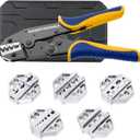 haisstronica 6PCS Crimping Tool Set - Ratchet Wire Crimping Tool for Heat Shrink, Insulated Nylon, Non-Insulated, Ferrule Wire End, Open Barrel Terminals, Solar Connectors