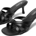 Mostrin Kitten Heels for Women Pointed Toe Vintage Mules Heels Sexy Slip on Stiletto Backless Sandals for Party Wedding Daily (Black), 39