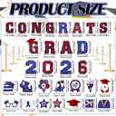 Landhoow 30 Pcs Graduation Car Magnets 2026 Senior Graduation Car Decoration Bumper Sticker Congrats Grad Magnet Magnetic Refrigerator Decal for Grad Parade Party Supplies(Red, Blue)