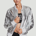 COOFANDY Metallic Jacket 70s Disco Party Varsity Jacket Zip-up Baseball Bomber (Large)