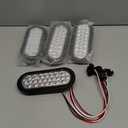 4 Pcs 6.5 Inch Oval LED Amber/Green Strobe Lights - 24 LED Trailer Tail Strobe Lights for Truck Towing Trailers, with Rubber Grommets and 3-Prong Wire Pigtails, Waterproof 10V-30V