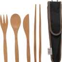 To Go Ware To Go Ware Reusable Bamboo Travel Utensils with Carrying Case & Carabiner Clip | Bamboo Utensils | Eco Friendly (1 count, Hijiki)