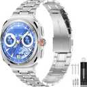 SUPLINK Stainless Steel Band Compatible with Samsung Galaxy Watch Ultra Bands Men Women, Adjustable Metal Replacement Band for Samsung Watch Ultra Bands 47mm, Silver