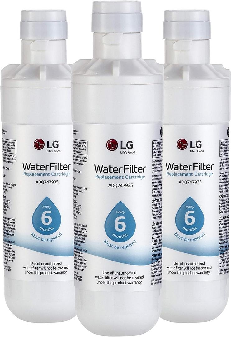 3 x LG LT1000P3 6-Month / 200 Gallon Refrigerator Replacement Water Filter, 3 Count (Pack of 1), White
