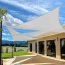 Artpuch 20'x20'x20' Sliver Grey Sun Shade Sail Curved Commercial Outdoor Shade Cover Cream Triangle Heavy Duty Permeable 185GSM Backyard Shade Cloth for Patio Garden Sandbox (We Make Custom Size)