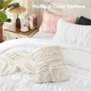 Andency Ruched Beige Queen Comforter Set, Shabby Chic Pleated Bedding Sets 3 Pieces, Lightweight Soft Boho Ruffle Bed Set for Girls, Kids, Women, All Season