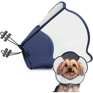 Hard & Heavy Plastic Dog Cone Collar Alternative for Small Dogs (Yorkshire Pomeranian) After Surgery, Adjustable Recovery Cone Anti-Lick, Elizabethan Protective Collar Cone of Shame for Healing (S(Neck Girth:9.84"-11.8"), Navy Blue)