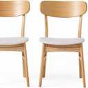 Christopher Knight Home Lucious Fabric / Oak Finish Dining Chairs, 2-Pcs Set, Light Beige