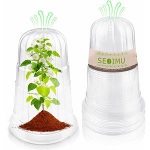 10 Pcs Upgraded Transparent Garden Cloches for Plants, Reusable Plant Covers, Plant Protectors from Animals for Garden Plants, Plant Covers Freeze Protection, Compatible with Slug Collar (Medium)