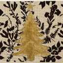 Artoid Mode Golden Xmas Tree Christmas Doormat, Winter Low-Profile Switch Rug Home Decor Door Mat Floor Mat for Outdoor Indoor 17x29 Inch