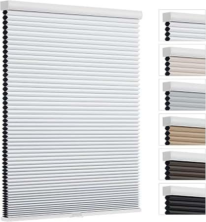 Changshade Cordless Cellular Shades,Blackout Honeycomb Shades for Windows,Pull Down Pleated Blinds,Easy to Install for Indoor Windows and French Doors,White(Blackout),47" w x 72" h