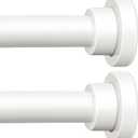 ENJOYBASICS 2 Pack Adjustable Spring Tension Curtain Rods 32 to 66 Inches, Stainless Steel White Shower Rod No Drilling for Window, Bathroom, Closet, Room Divider, 7/8" Diameter