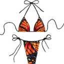 Women's Halter 2 Piece Bikini Set Sexy Tie String Triangle Bathing Suits (Red, Small)