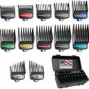 Wahl Genuine SECURE-SNAP® Guide Comb Set with Colored Metal Clips and Guard Organization Caddy, 12 Full Size Attachment Guards from 1/16” to 1” for Increased Cutting Performance Grey - 3291-300