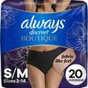 Always Discreet Boutique Incontinence and Postpartum Underwear for Women, Maximum Protection, S/M, Black, 20 Count (Packaging May Vary)