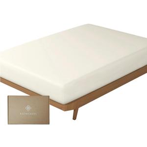 BIOWEAVES 100% Organic Cotton 1 Fitted Sheet Queen Size Only | 300 Thread Count Sateen Weave GOTS Certified with Deep Pocket - Undyed Natural