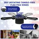 ZHULI 5 FT Flag Pole Kit, Flag Pole for Outside House with 360 Rotating Flag Pole Rings Clip, Stainless Steel Flagpole with Multi-Position Flag Pole Holder, for Outdoor Porch Residential (Black)