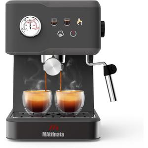 MAttinata Espresso Machine 20 Bar, Espresso Coffee Maker with Professional Milk Frother Steam Wand for Cappuccino & Latte, 60oz Removable Water Tank for Home，Stainless Steel