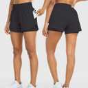 YEZII Womens High Waist Running Shorts Athletic Workout Quick Dry Shorts for Women with Pockets Gym Yoga White Summer Shorts (Black, M)