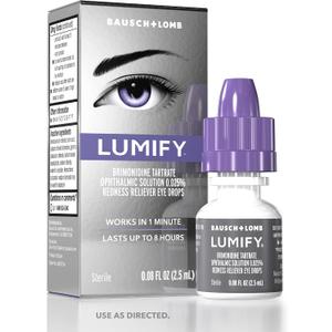 LUMIFY Eye Drops for Red Eyes, Redness Reliever for Brighter Looking Eyes, Works in 1 Minute & Lasts Up to 8 Hours, Eye Drops, 0.08 Fl Oz (2.5 mL)