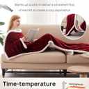 Westinghouse Christmas Electric Snuggle Throw Blankets with Foot Pocket, Wearable Heated Blanket with Sleeves, 6 Heating Levels & 2 to 10 Hours Heating Time Settings, 50 * 70"+18", Red