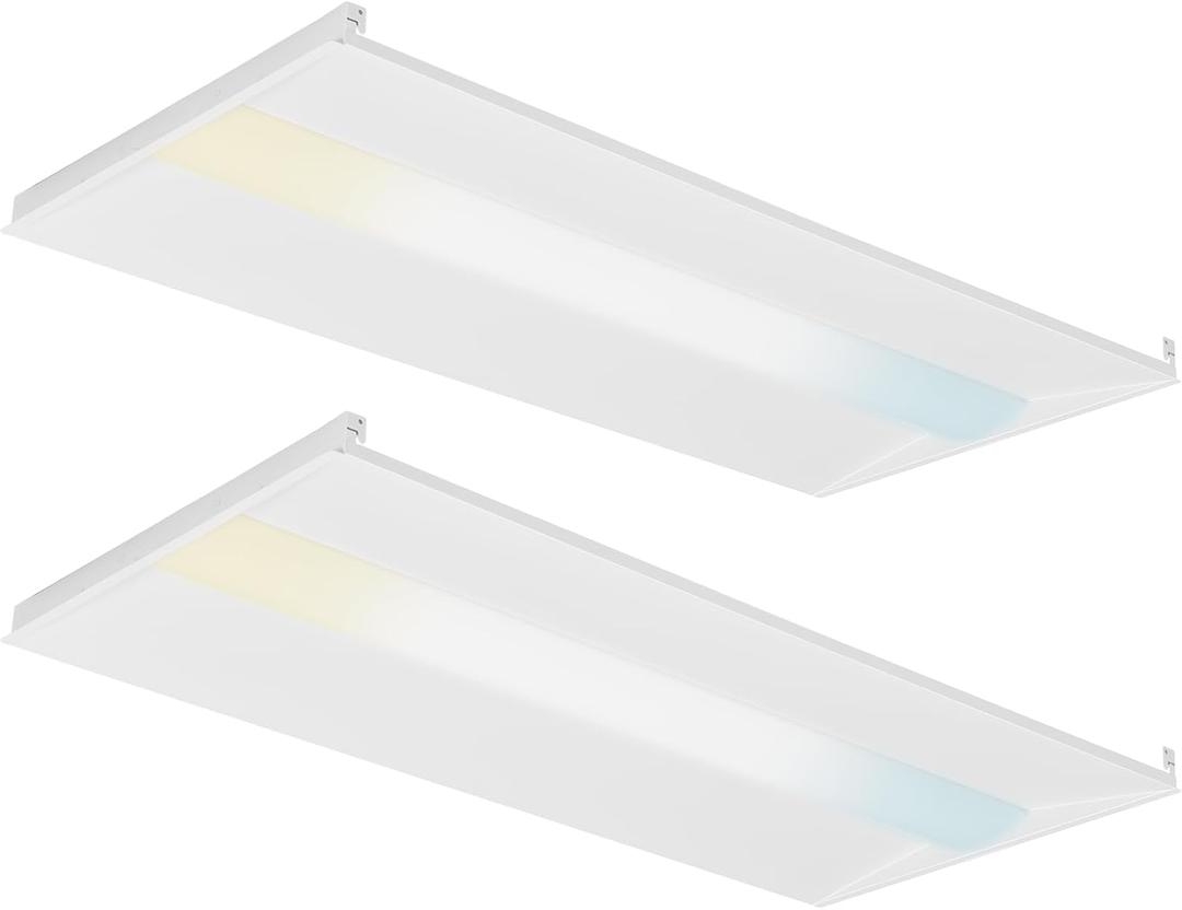 Cortelco 2x4 LED Troffer Light, 4 Colo Options 3000K-5000K, 50W/ 40W/ 35W/ 30W/ 25W, Up to 7500 Lumens, 0-10V Dimmable Drop Ceiling Lights, 100-277V, ETL&DLC Listed, Commercial Grade, 2 Pack