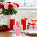6 Pcs Valentine's Day Flameless Candles LED Flameless Pillar Candles Wax LED Fake Candle with Remote and Timer Flickering H 4" 5" 6" for Home Table Dating Wedding Party (White,Pink,Red)
