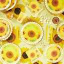 Sparkle and Bash Serves 24 Sunflower Party Supplies & Yellow Decorations, Baby Shower Paper Plates, Napkins, Tablecloth, You Are My Sunshine Banner - Party Plate