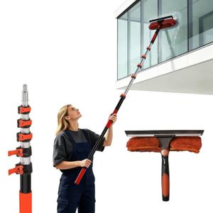 28FT Reach Window Squeegee Kit with Extension Pole, 2-in-1 Window Squeegee