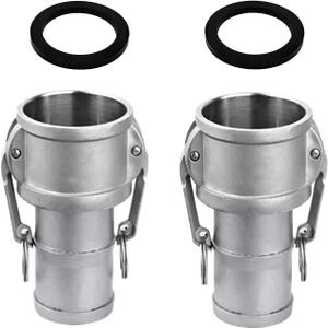 SAFBY 2PCS Global Type C Cam and Groove Hose Fitting, Socket x Hose ID Barbed, with 2 PCS Camlock Gasket Fitting (0.75")