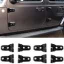 8PCS Black Door Hinge Cover Trim Accessories for 2018-2024 2025+ Jeep Wrangler JL JLU for 2020-2024 2025+ Jeep Gladiator JT