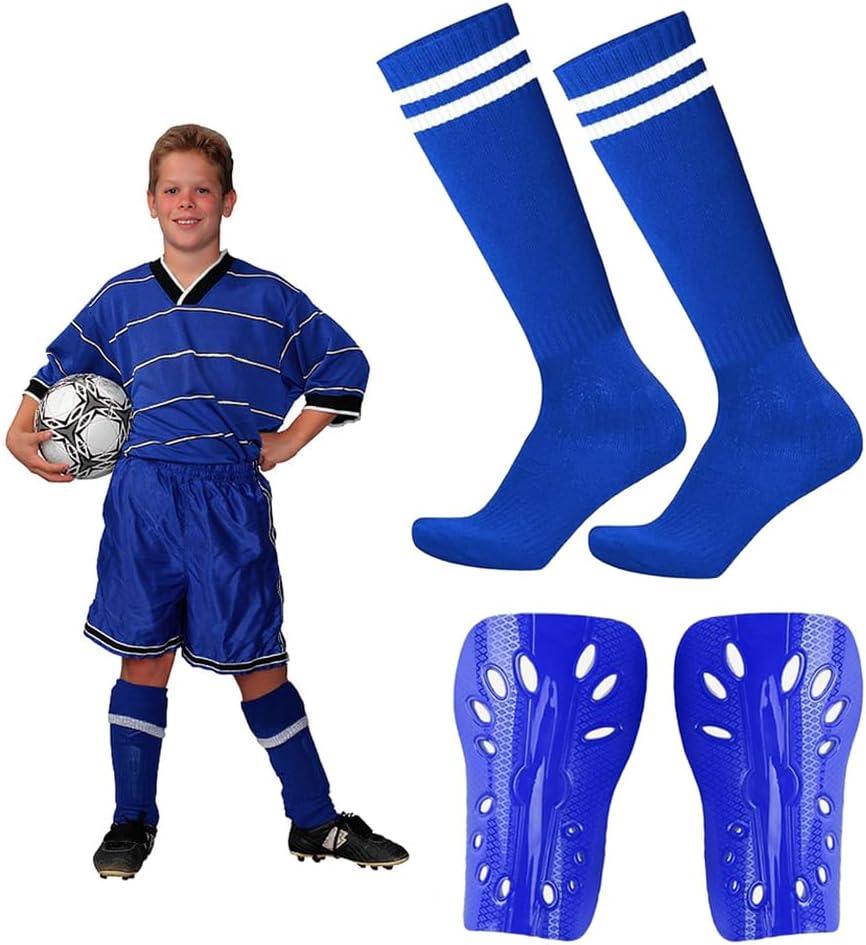Soccer Shin Guards and Socks for Toddler Kids, Lightweight Soccer Shin Pads & Sleeves Equipment, Protective Defender Gear for 3-6 Years Old Children Boys Girls Sports Game (Blue)