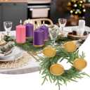 Pickmesh Christmas Norfolk Advent Wreath Decoration Advent Wreath Ring Candle Holder Christmas Decoration Set for Xmas Holiday Church Home Centerpiece, No Candles (3 Inch, Green)