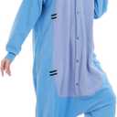 Costume Onesie Adult Animal Jumpsuit Unisex One-Piece Pajamas Cosplay Sleepwear for Halloween christmas Women Men (Blue, M)