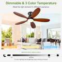 42 Inch Flush Mount ceiling fan with lights,Outdoor Ceiling Fans for Patios,Remote Control,Dimmable,Reversible,Wood Blades,Power-Off Memory,Quiet DC Motor,Modern Hugger Ceiling Fan for Bedroom