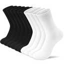 Amutost Womens Cotton Crew Socks 5 Pairs Lightweight, Breathable, Non-Slip Heel Socks for Work, Office & Everyday Comfort L