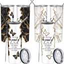 Geiserailie 2 Pack End of Year Teacher Appreciation Gifts Bulk for Nurse Skinny Tumblers with Lids and Straws 20 oz Thank You Cups Bulk Gifts for CNA Week Employee Coworker Staff Team (Black White)