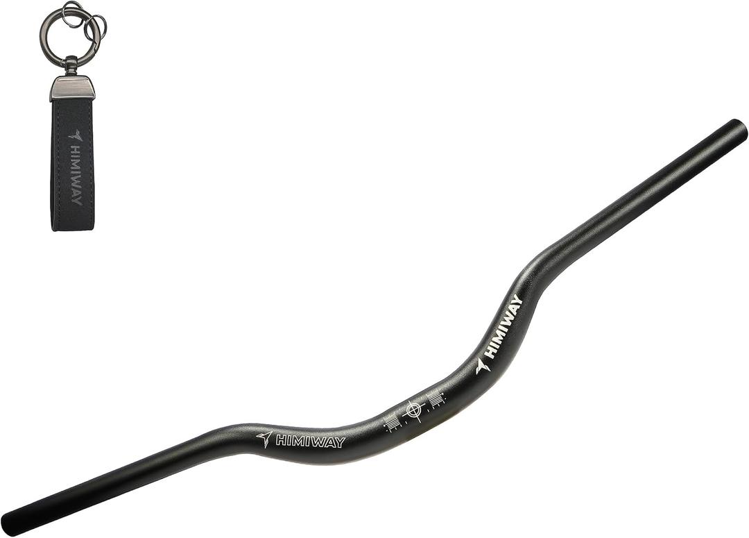 Himiway Mountain Bike Handlebars, Aluminum Alloy Riser Handlebar Mid Rise 50mm Diameter 31.8mm Length 720mm Extra Long Black Bicycle Handlebar for MTB, Road Bikes