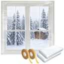 Pangda 2 Pack Window Insulation Kit 63 x 394 Inch Plastic Window Covering for Winter Windows Film Wrap with Tape Double-Sided Home Winterizing Kit for 3 x 5 ft Windows