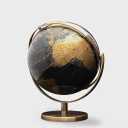 Iron & Glory World Globe - Rotating Black & Gold Desk Globe - Vintage Map - Educational World Atlas - Home Office Accessories & Living Room - Gloss Finish & Brushed Metal - Desktop Decor 24cm