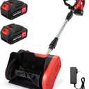 Cordless Electric Snow Shovel, Battery Powered Snow Blower  Lightweight Portable Snow Thrower for Driveway & Sidewalk, Powerful Motor, Long Throw Distance, Easy Snow Removal,Red