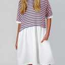 Acelitt Women Casual Summer Short Sleeve Crewneck Striped Dresses Loose Tshirt Dress,S-2XL (XXL)