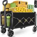 Wagons Carts Foldable - Collapsible Wagon 360Lbs, Folding Wagon Cart with Wheels, Foldable Wagons Portable for Groceries, Sports, Camping, Storage, Travel, Shopping -Jet Black