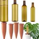 6 Pcs 17oz 25oz 34oz Plant Watering Devices 3 Terracotta Self Watering Spikes 3 Plastic Bottles Slow Release Vacation Planter Insert Automatic Water System for Indoor Outdoor Potted Plant