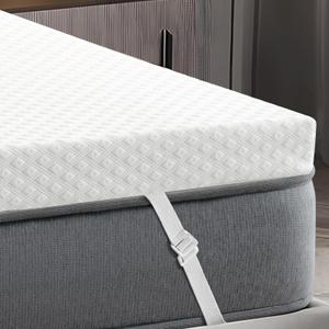 Breathable 4D Air Fabric 3 Inch Gel Memory Foam Mattress Topper Queen Size, Cooling Ventilated Mattress Pad for Back Pain Pressure Relief, Soft Plush Bed Topper with Protection Cover (White, Queen)