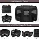 DONORO Dog Playpen Portable Pet Play Pens for Small Dog/Cat/Rabbit/Chicks, Cat Playpen Indoor/Outdoor with Carring Case, Removable Zipper Top and Bottom (Black, Large (46"x46"x23"), 8)
