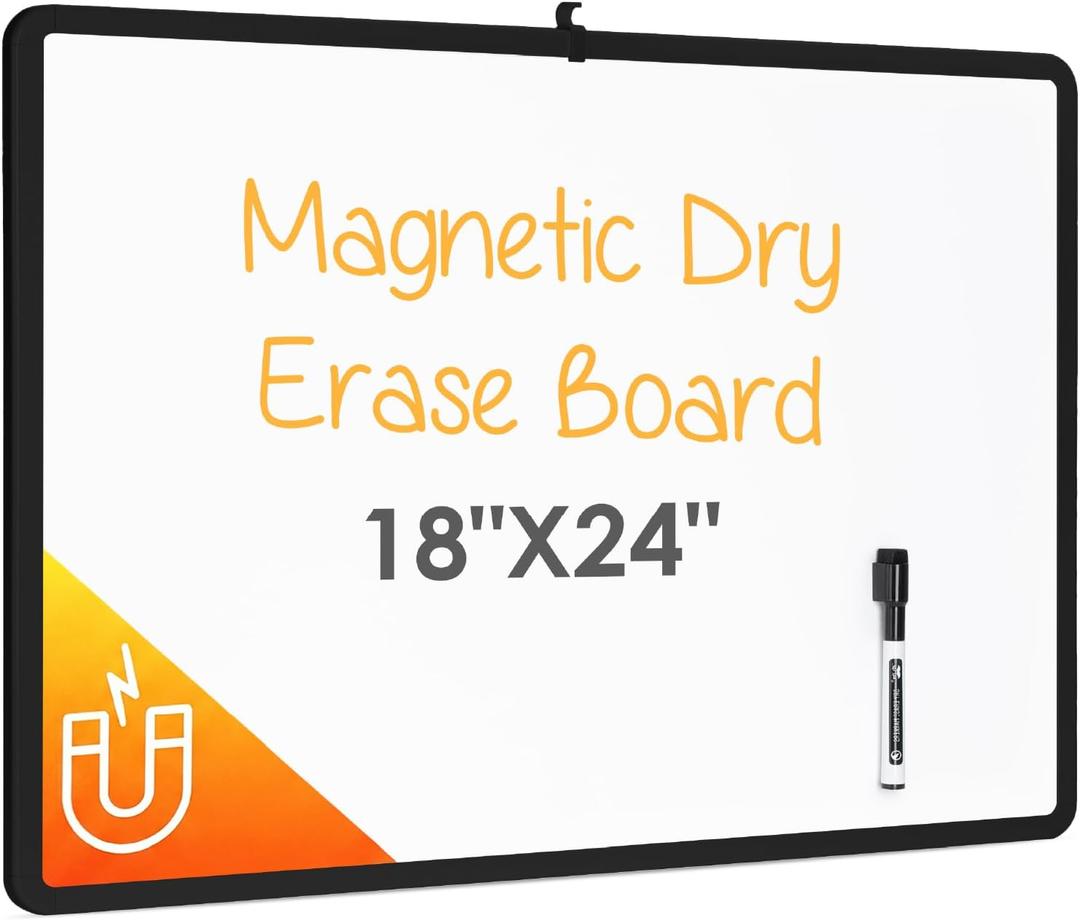Mr. Pen- Magnetic Whiteboard Dry Erase, 18x24 Inches, Dry Erase Board with Black Fine Point Marker, Magnetic White Board for Students, Home, Office and Classroom