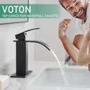VOTON Black Bathroom Faucets Modern Waterfall Bathroom Sink Faucet Matte Black Single Handle Bathroom Faucet for 1 or 3 Holes with Deck Plate, Rv Sink Camper Farmhouse Bathroom Utility Remodel Faucet