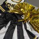 JenPen Cheerleader Costume, 5 Pieces Cheerleading Outfits for Cheer Uniform, (7-9 Years,Black)